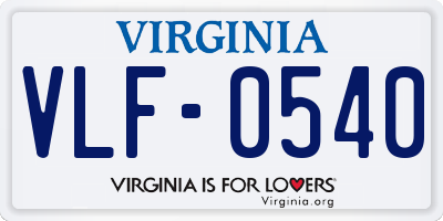 VA license plate VLF0540