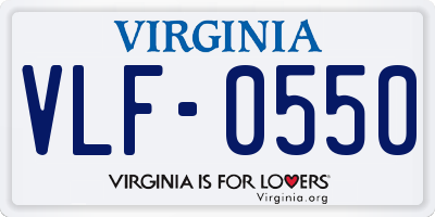 VA license plate VLF0550