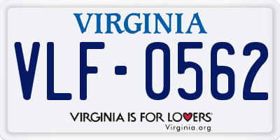 VA license plate VLF0562
