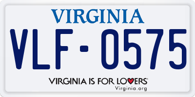 VA license plate VLF0575