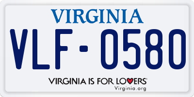 VA license plate VLF0580