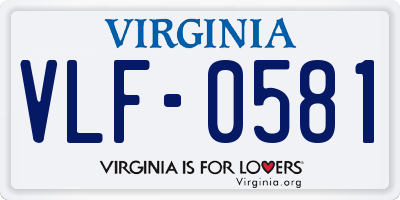 VA license plate VLF0581