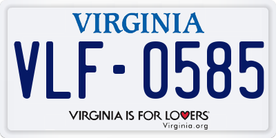 VA license plate VLF0585