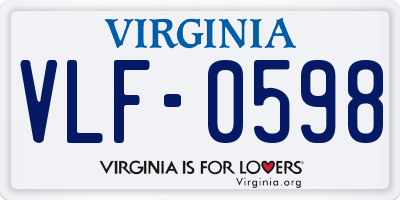 VA license plate VLF0598