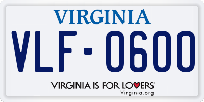 VA license plate VLF0600
