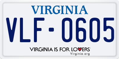 VA license plate VLF0605