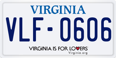 VA license plate VLF0606