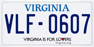 VA license plate VLF0607