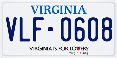 VA license plate VLF0608