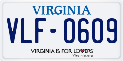 VA license plate VLF0609