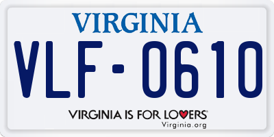 VA license plate VLF0610