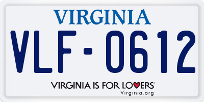 VA license plate VLF0612