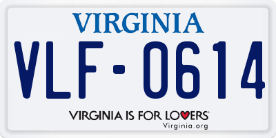 VA license plate VLF0614