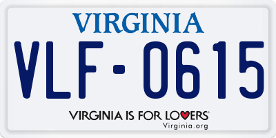 VA license plate VLF0615