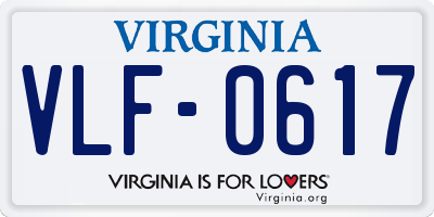 VA license plate VLF0617