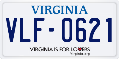 VA license plate VLF0621