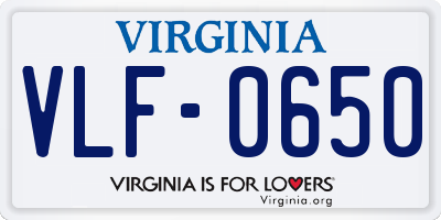 VA license plate VLF0650