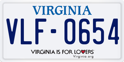 VA license plate VLF0654