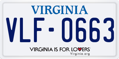 VA license plate VLF0663