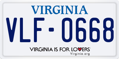 VA license plate VLF0668