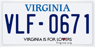VA license plate VLF0671
