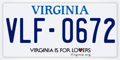 VA license plate VLF0672