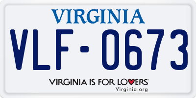 VA license plate VLF0673