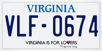VA license plate VLF0674