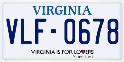 VA license plate VLF0678