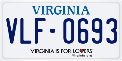 VA license plate VLF0693