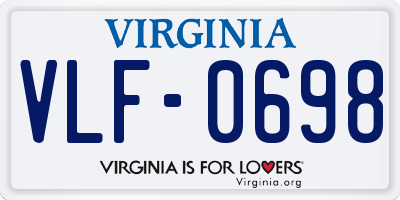 VA license plate VLF0698