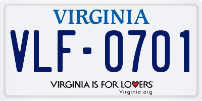 VA license plate VLF0701
