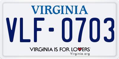 VA license plate VLF0703