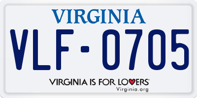 VA license plate VLF0705