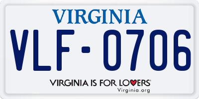 VA license plate VLF0706
