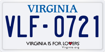 VA license plate VLF0721