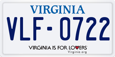 VA license plate VLF0722