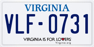 VA license plate VLF0731