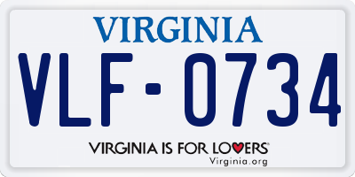 VA license plate VLF0734