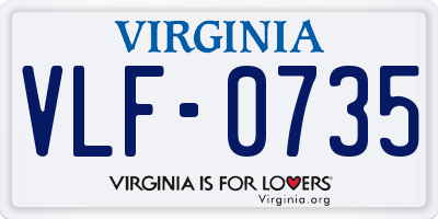 VA license plate VLF0735