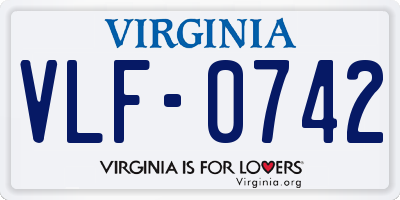 VA license plate VLF0742