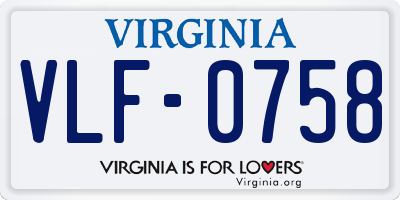 VA license plate VLF0758
