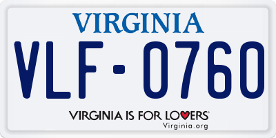 VA license plate VLF0760