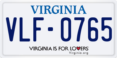 VA license plate VLF0765