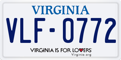 VA license plate VLF0772