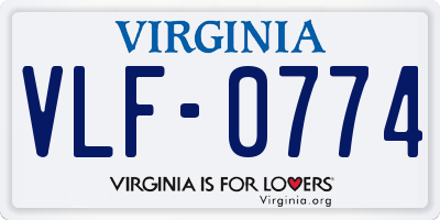 VA license plate VLF0774