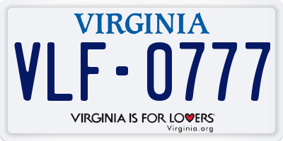 VA license plate VLF0777