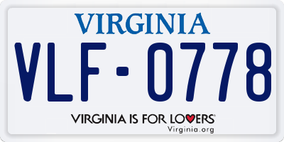 VA license plate VLF0778
