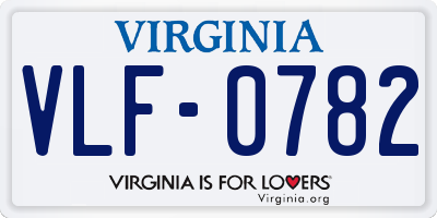 VA license plate VLF0782