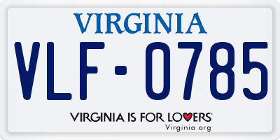 VA license plate VLF0785